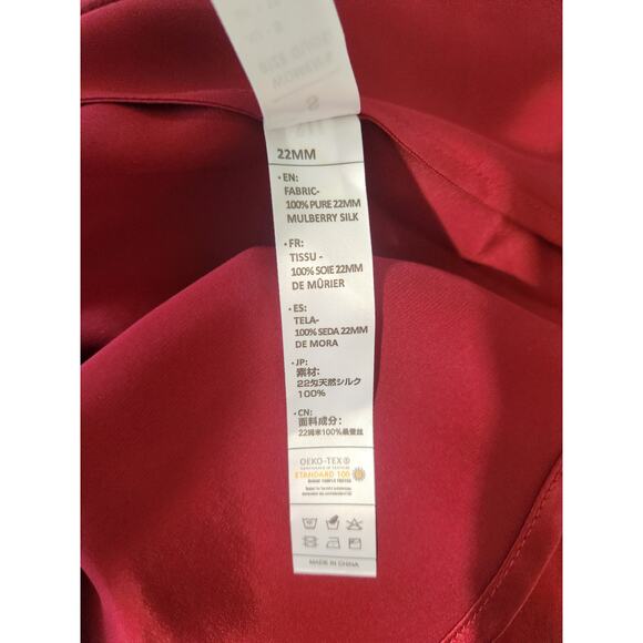 LilySilk Women Bow-tie Neck Silk Red Blouse - Size Small - Picture 5 of 5